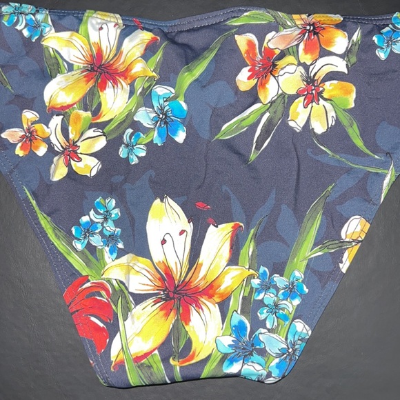 JETS by Jessika Allen Ruffle Navy Floral Tieside Bikini Bottom US Size 10 - NWT! - Picture 6 of 8